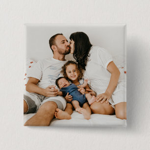 Gepersonaliseerd familiefoto op maat vierkante button 5,1 cm