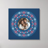 Gepersonaliseerd Familieportret Blauw Feestelijke  Canvas Afdruk (Voorkant)