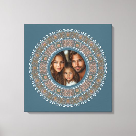 Gepersonaliseerd familieportret Blauwgroen en goud Canvas Afdruk (Voorkant)