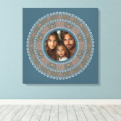 Gepersonaliseerd familieportret Blauwgroen en goud Canvas Afdruk (Insitu (Houten vloer))