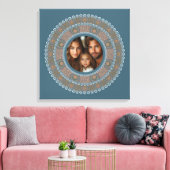 Gepersonaliseerd familieportret Blauwgroen en goud Canvas Afdruk (Insitu (Woonkamer))