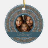 Gepersonaliseerd familieportret Blauwgroen en goud Keramisch Ornament (Voorkant)