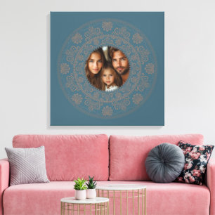 Gepersonaliseerd Familieportret Gouden Rococo Mand Canvas Afdruk