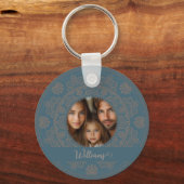 Gepersonaliseerd Familieportret Gouden Rococo Mand Sleutelhanger (Achterkant)