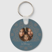 Gepersonaliseerd Familieportret Gouden Rococo Mand Sleutelhanger (Achterkant)
