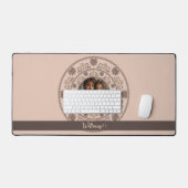 Gepersonaliseerd Familieportret Warm Neutrals Mand Bureaumat (Keyboard & Muis)