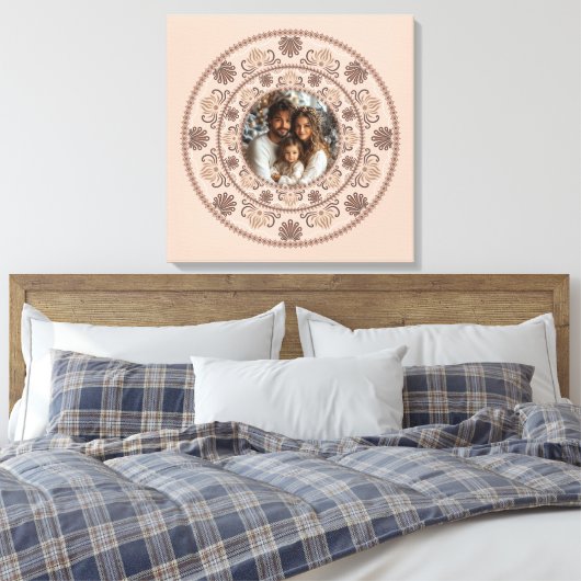 Gepersonaliseerd Familieportret Warm Neutrals Mand Canvas Afdruk (Insitu (Slaapkamer))