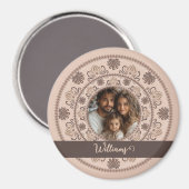 Gepersonaliseerd Familieportret Warm Neutrals Mand Magneet (Voorkant / Achterkant)