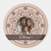 Gepersonaliseerd Familieportret Warm Neutrals Mand Magneet (Voorkant)