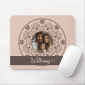 Gepersonaliseerd Familieportret Warm Neutrals Mand Muismat (Met muis)