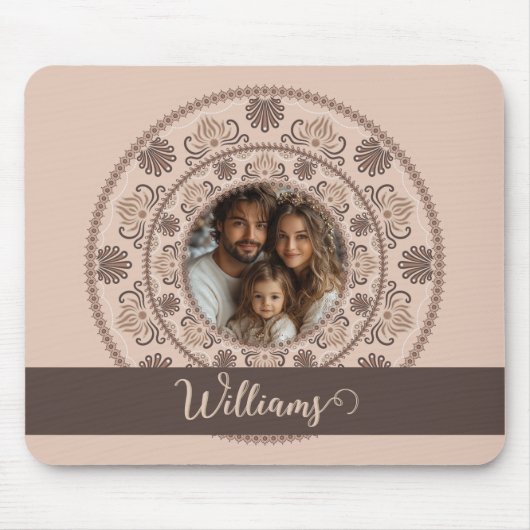 Gepersonaliseerd Familieportret Warm Neutrals Mand Muismat (Voorkant)