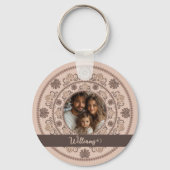 Gepersonaliseerd Familieportret Warm Neutrals Mand Sleutelhanger (Voorkant)