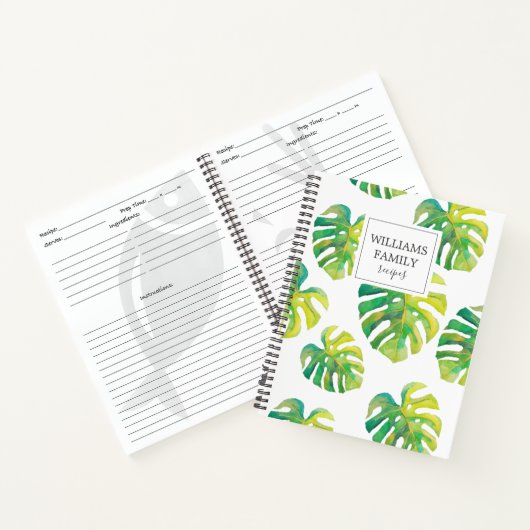 Gepersonaliseerd familierecept Tropisch Monstera Notitieboek (Binnen)