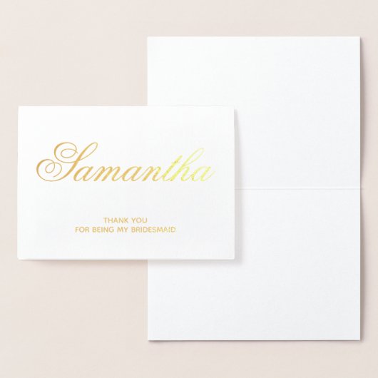 Gepersonaliseerd Fancy script bruidsmeisje dank u Folie Kaarten (Display)