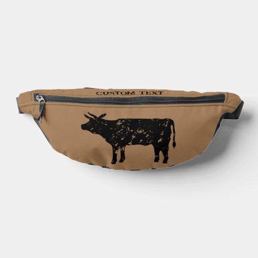 Gepersonaliseerd fanny pack met zwarte koe silhoue heuptasje (Liggend)