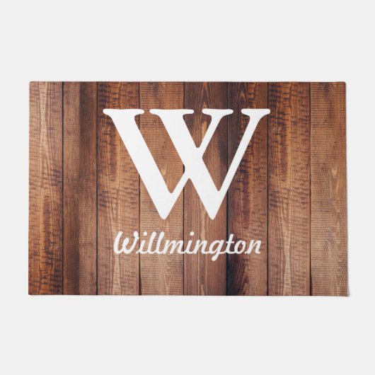 Gepersonaliseerd - Farmhouse Chic Barn Wood Planks Deurmat (Voorkant)