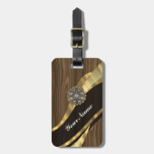 Gepersonaliseerd  faux donker eikenhout bagagelabel (Voorkant verticaal)