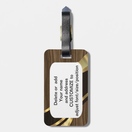 Gepersonaliseerd  faux donker eikenhout bagagelabel (Achterkant verticaal)