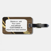 Gepersonaliseerd  faux donker eikenhout bagagelabel (Achterkant horizontaal)
