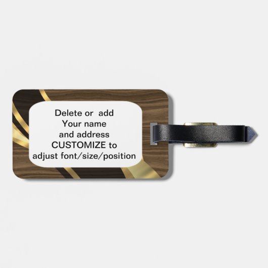 Gepersonaliseerd  faux donker eikenhout bagagelabel (Achterkant horizontaal)