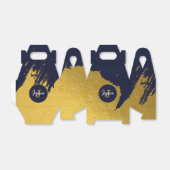Gepersonaliseerd Faux Gold Brushstrokes met Navy B Bedankdoosjes (Uitgevouwen)