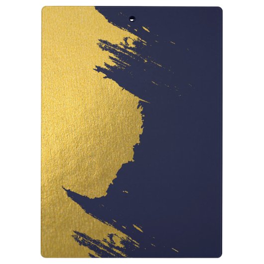 Gepersonaliseerd Faux Gold Brushstrokes met Navy B Klembord (Achterkant)
