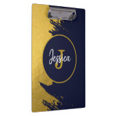 Gepersonaliseerd Faux Gold Brushstrokes met Navy B Klembord (Rechts)