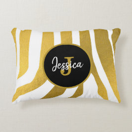 Gepersonaliseerd Faux Gold Zebra Print Stripes Pat Accent Kussen