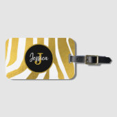 Gepersonaliseerd Faux Gold Zebra Print Stripes Pat Bagagelabel (Voorkant (horizontaal))