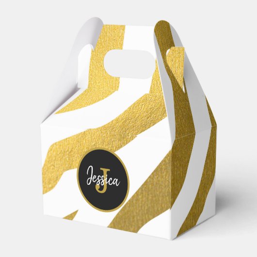 Gepersonaliseerd Faux Gold Zebra Print Stripes Pat Bedankdoosjes (Achterkant)