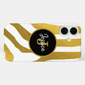 Gepersonaliseerd Faux Gold Zebra Print Stripes Pat Case-Mate iPhone Case (Achterkant (horizontaal))