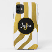 Gepersonaliseerd Faux Gold Zebra Print Stripes Pat Case-Mate iPhone Case (Achterkant)