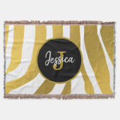 Gepersonaliseerd Faux Gold Zebra Print Stripes Pat Deken (Voorkant)