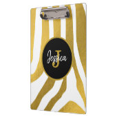 Gepersonaliseerd Faux Gold Zebra Print Stripes Pat Klembord (Links)