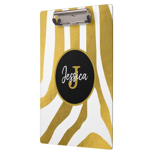 Gepersonaliseerd Faux Gold Zebra Print Stripes Pat Klembord (Links)