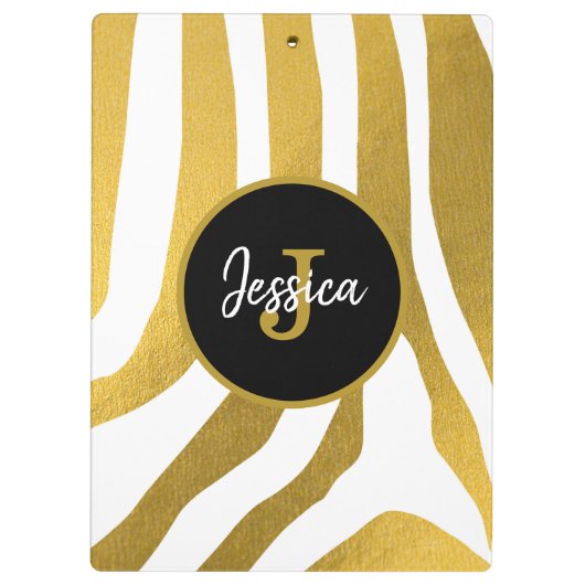 Gepersonaliseerd Faux Gold Zebra Print Stripes Pat Klembord (Achterkant)
