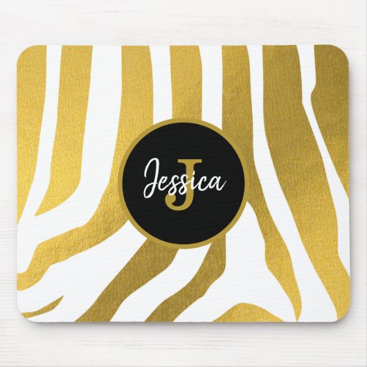Gepersonaliseerd Faux Gold Zebra Print Stripes Pat Muismat (Voorkant)