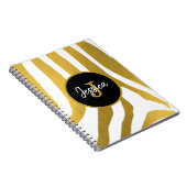Gepersonaliseerd Faux Gold Zebra Print Stripes Pat Notitieboek (Rechterzijde)