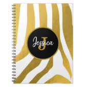 Gepersonaliseerd Faux Gold Zebra Print Stripes Pat Notitieboek (Voorkant)