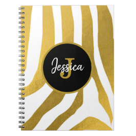 Gepersonaliseerd Faux Gold Zebra Print Stripes Pat Notitieboek