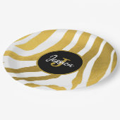 Gepersonaliseerd Faux Gold Zebra Print Stripes Pat Papieren Bordje (Gekanteld)