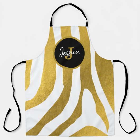 Gepersonaliseerd Faux Gold Zebra Print Stripes Pat Schort (Voorkant)