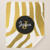 Gepersonaliseerd Faux Gold Zebra Print Stripes Pat Sherpa Deken (Voorkant)