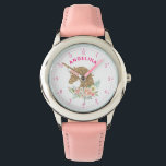 Gepersonaliseerd faux goud & roze eenhoorn horloge<br><div class="desc">Pas dit faux gouden glitter eenhoorn ontwerp met een naam als een geweldig gepersonaliseerd cadeau voor Kerstmis,  een verjaardag of een andere speciale gelegenheid.</div>