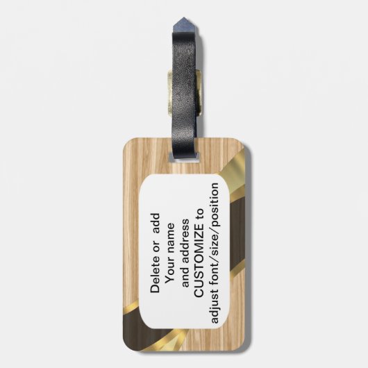 Gepersonaliseerd  faux licht bruin eikenhout bagagelabel (Achterkant verticaal)
