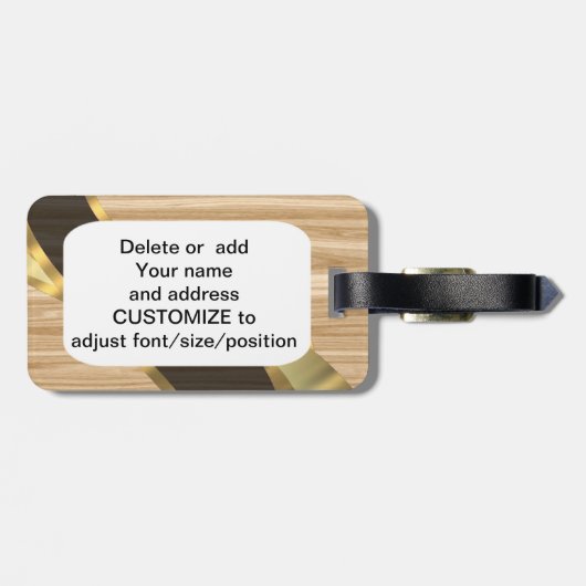 Gepersonaliseerd  faux licht bruin eikenhout bagagelabel (Achterkant horizontaal)