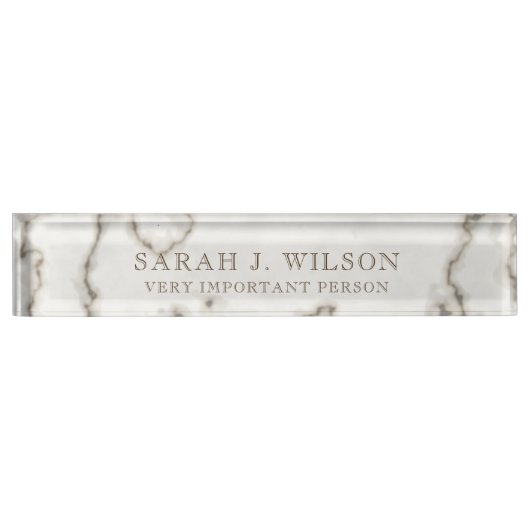 Gepersonaliseerd Faux Marble VIP Acryl Blok Naambordje (Voorkant)
