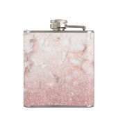 Gepersonaliseerd Faux Roos Gold Glitter White Marb Heupfles (Achterkant)