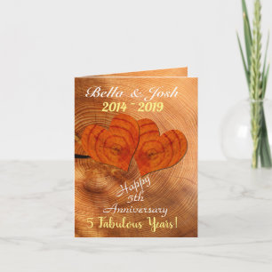 Gepersonaliseerd Faux Wood 5th Wedding Jubileum Kaart