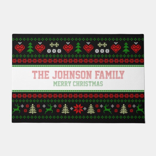 Gepersonaliseerd feestelijk en lomp kerstkeuken deurmat (Voorkant)